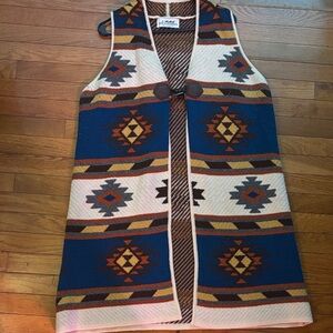 Southwestern Patterned Sleeveless Cardigan